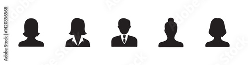 User icon set. Line and glyph user avatar.  Profile and people silhouette collection Vector 
