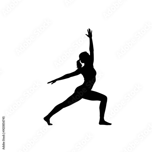 Silhouette of a Woman Practicing Yoga in a Strong Pose  