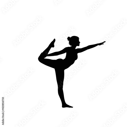 Silhouette of a dancer expressing grace against a white background  