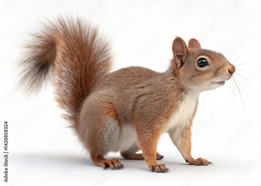 Obraz premium Adorable Red Squirrel Posing Fluffy Tail Wildlife Animal Portrait Studio Shot