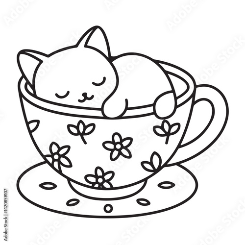 Cat moments meow life coloring pages, coloring book, line art, illustration, black & white, bold and easy coloring pages