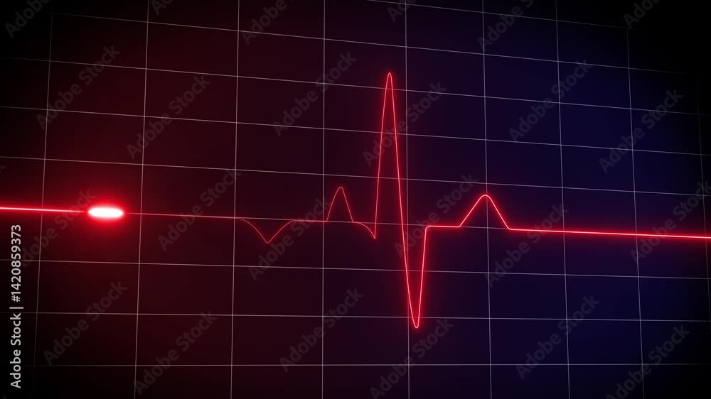 Glowing Heartbeat line icon animation. Electrocardiogram shows heart beat lines. Cardiogram, neon heart pulse animation. Glowing Heartbeat line icon animation. Electrocardiogram shows heart beat lines. Cardiogram, neon heart pulse animation.