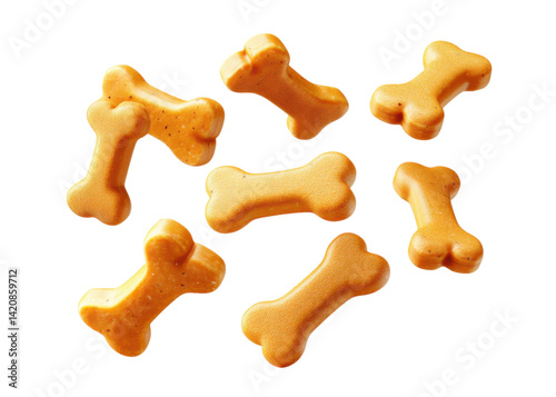 Dog bone treats on a transparent background. Concept of pet food, dog snacks, and animal care.