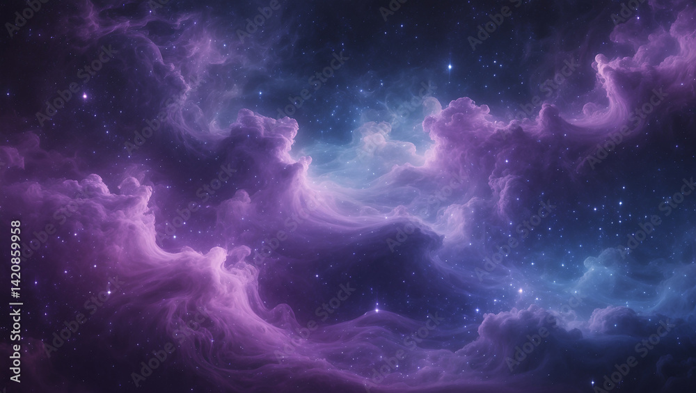 Fototapeta premium Celestial Dreams: Purple and Blue Nebula