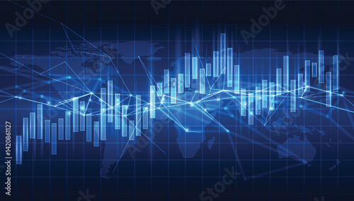 Abstract Futuristic Financial Chart. Concept of Digital Stock Market Trading. Vector Illustration. Abstract Background with Technology Business Diagram.
