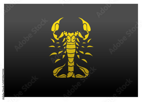 Isolated golden scorpion on a black background 