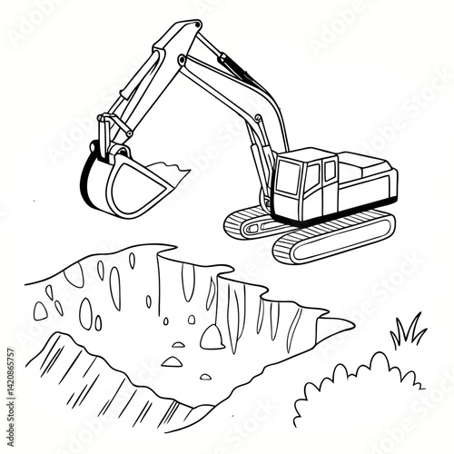 Excavator Backfilling Vector Design for Construction