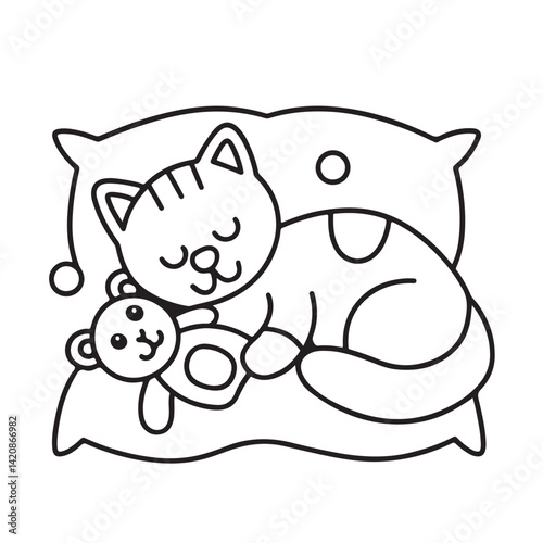 Cat moments meow life coloring pages, coloring book, line art, illustration, black & white, bold and easy coloring pages
