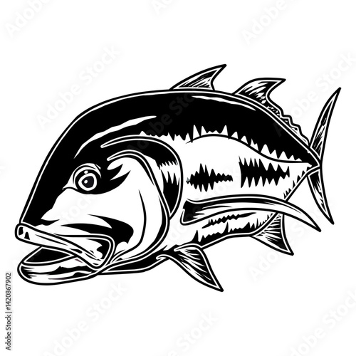 giant trevally fishing illustration logo vector image t shirt
