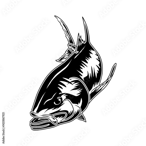giant trevally fishing illustration logo vector image t shirt
