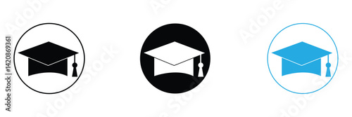 Academic Graduation Cap Icon Perfect for Education and Achievement .Vector Illustration . EPS 10 . 
