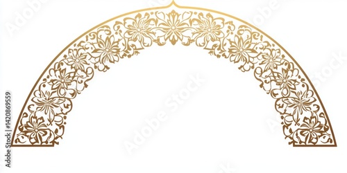 Golden floral archway design element on a white background