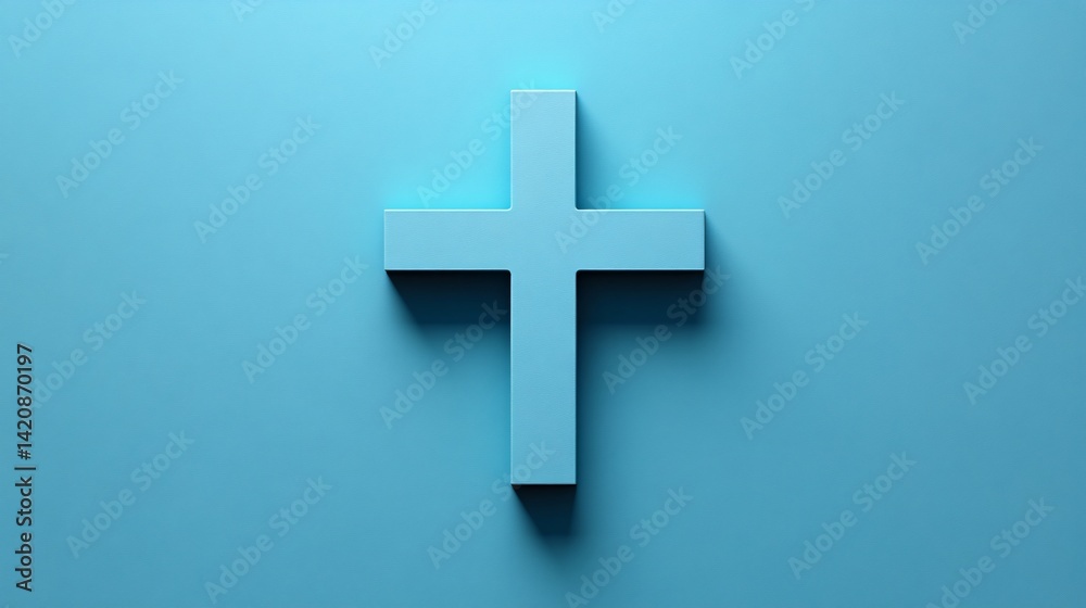 Fototapeta premium Healing Concept - Medical Cross Symbol on Blue Background