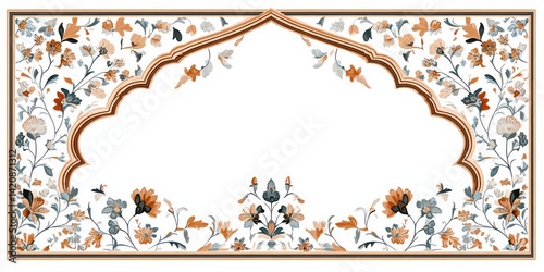 Decorative archway with floral pattern framing a blank space