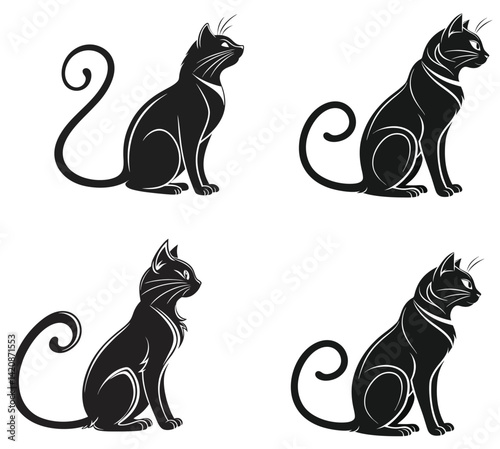 set of cats silhouettes