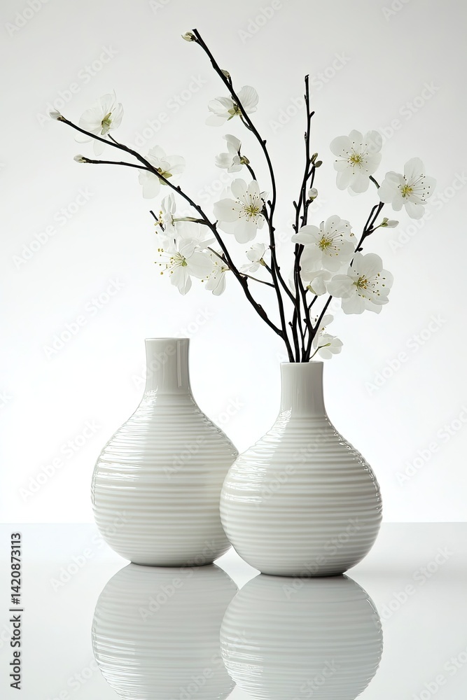 Two vases with delicate blossoms Two vases with delicate blossoms