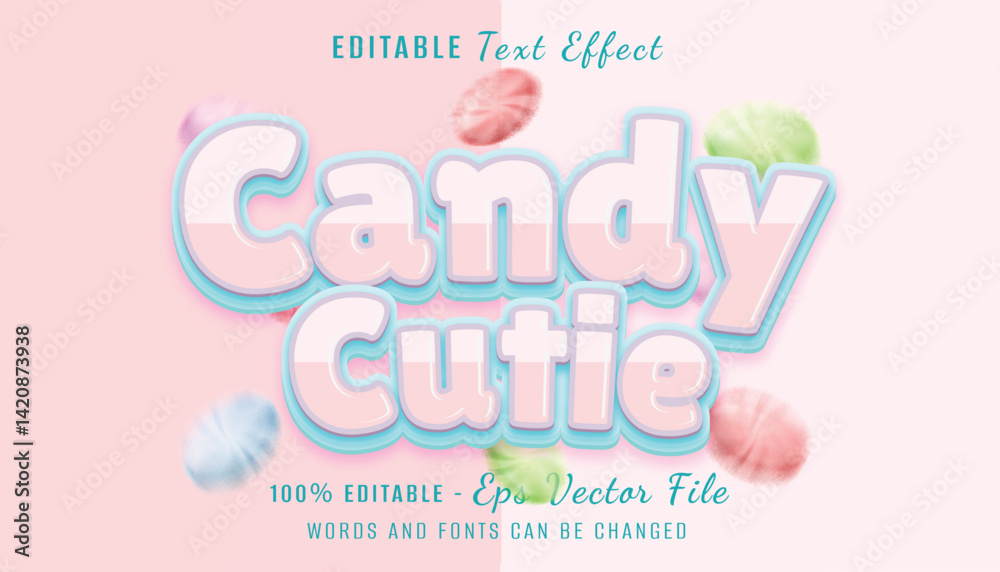 Obraz premium candy cutie 3d text effect design