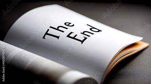 Elegant Pages of a Book with the Bold Text 'The End' Signifying the Conclusion of a Story