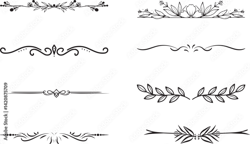 Obraz premium Set of 8 Elegant Floral and Swirl Divider Designs