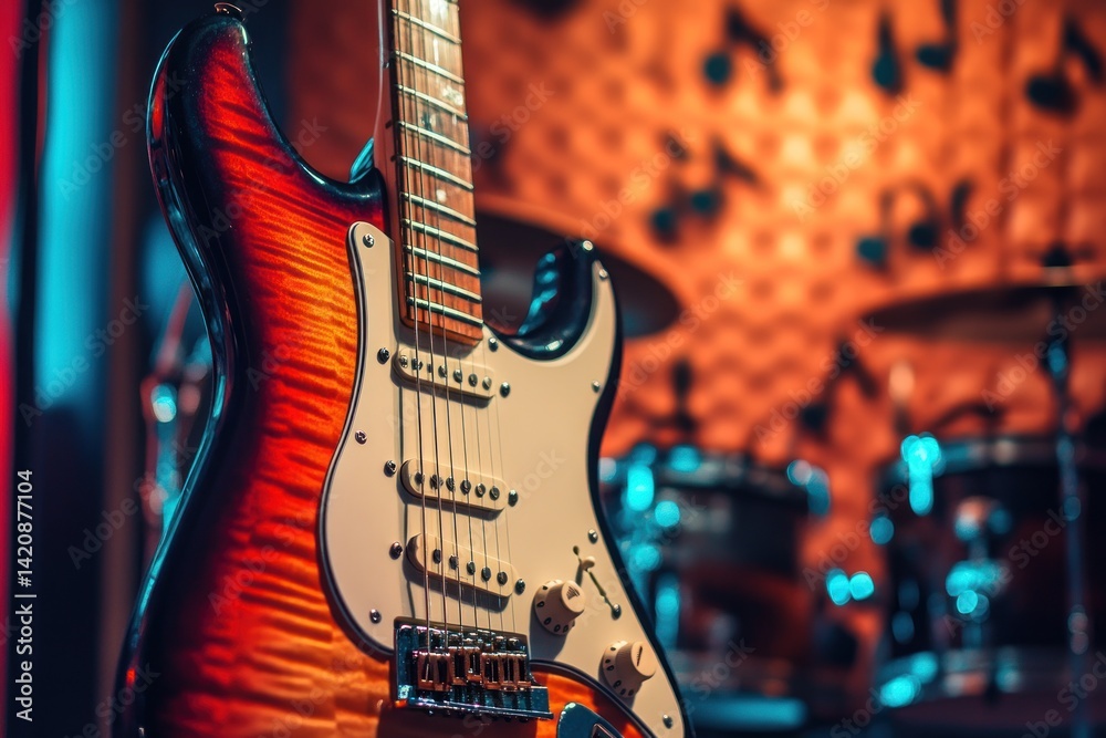 Obraz premium Electric Guitar in a Music Studio