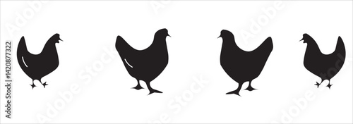 Chicken silhouette  set vector illustration icon