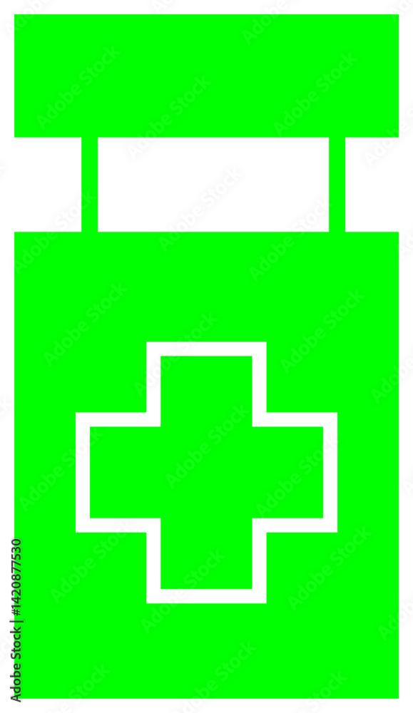 Fototapeta premium Medical Pill Bottle Icon with Cross Symbol for Medicine and Pharmacy – Transparent Background.