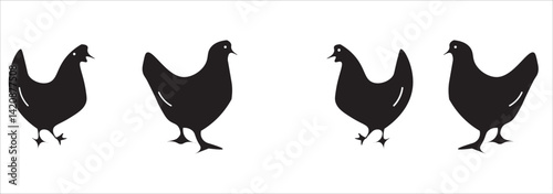 Chicken silhouette  set vector illustration icon