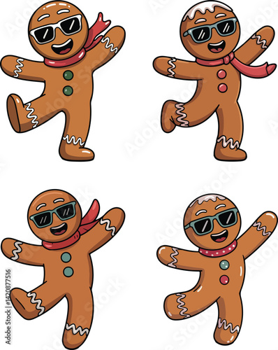 Cool Dancing Gingerbread Man Clipart – Christmas Cookie Cartoon