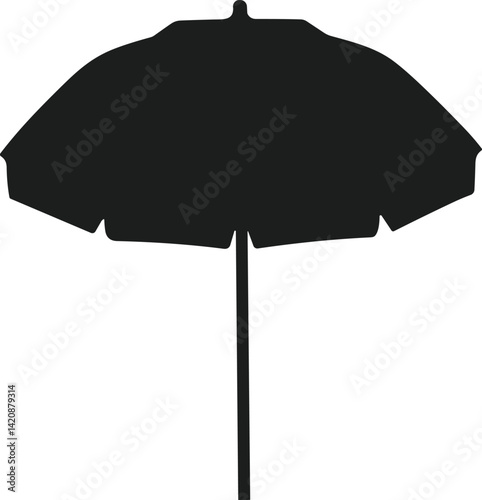 Beach Umbrella Silhouette Vector – Summer Vacation and Travel Icon