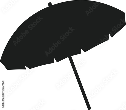 Angled Beach Umbrella Silhouette Vector for Summer and Travel Themes