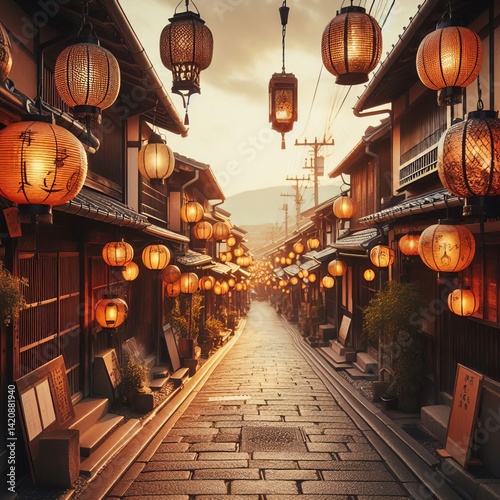 Traditional lanterns as day grows
