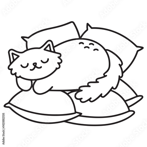 Cat moments meow life coloring pages, coloring book, line art, illustration, black & white, bold and easy coloring pages