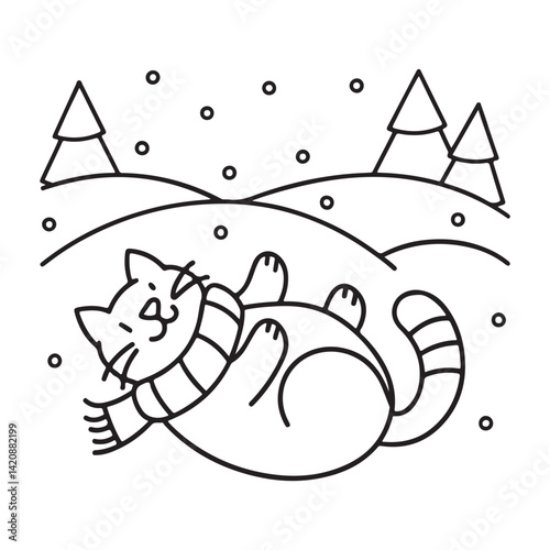 Cat moments meow life coloring pages, coloring book, line art, illustration, black & white, bold and easy coloring pages