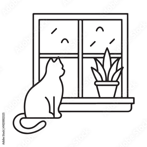 Cat moments meow life coloring pages, coloring book, line art, illustration, black & white, bold and easy coloring pages