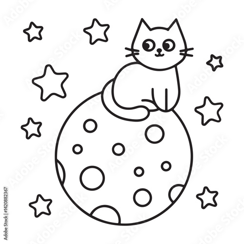 Cat moments meow life coloring pages, coloring book, line art, illustration, black & white, bold and easy coloring pages
