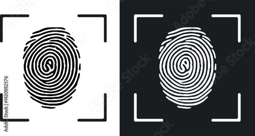Vector Fingerprint Scanning icon. Identification system scanning. Security sign. 