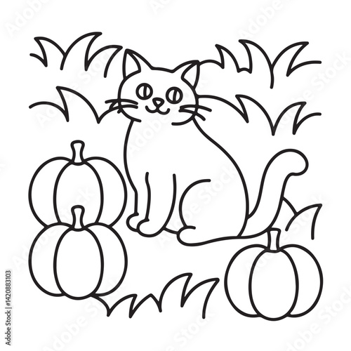 Cat moments meow life coloring pages, coloring book, line art, illustration, black & white, bold and easy coloring pages