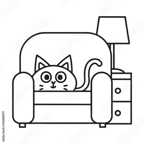 Cat moments meow life coloring pages, coloring book, line art, illustration, black & white, bold and easy coloring pages
