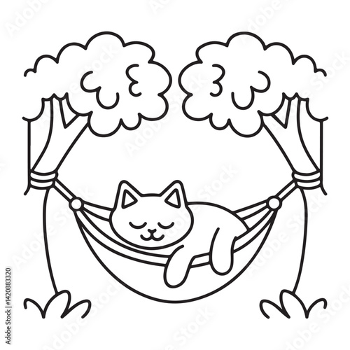 Cat moments meow life coloring pages, coloring book, line art, illustration, black & white, bold and easy coloring pages