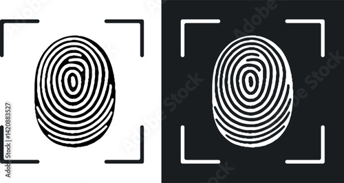 Fingerprint or thumbprint  lock secure security logo icon vector template