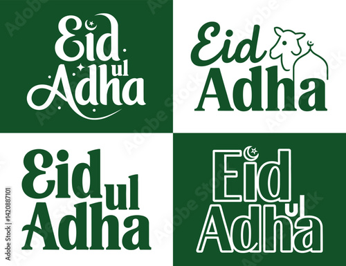 A Set Of EID UL ADHA Typography T-Shirt Design.