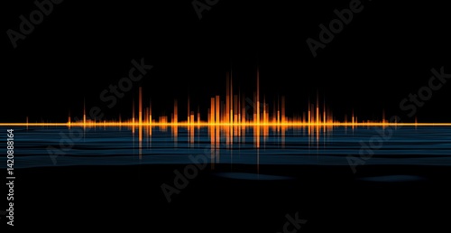 Abstract orange and blue sound wave reflection