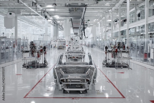 Obraz na płótnie Modern electric vehicle assembly line w salonie