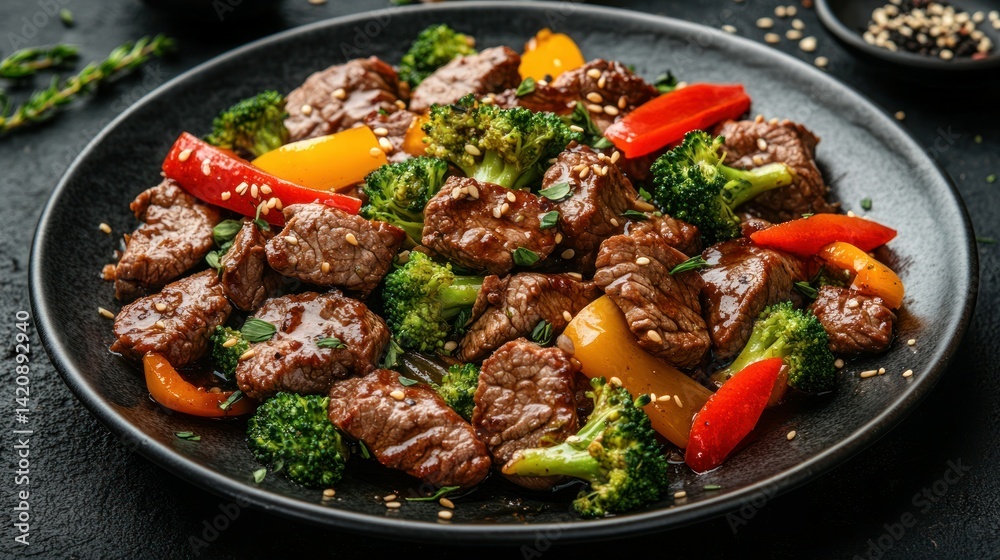 Savory beef and vegetable stir-fry Savory beef and vegetable stir-fry