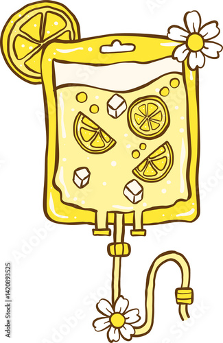 Summer Nurse Life Icon Lemonade IV Bag Hand Drawn