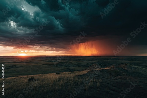 Dramatic sunset storm clouds