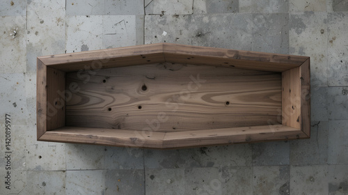 Top view of empty open coffin