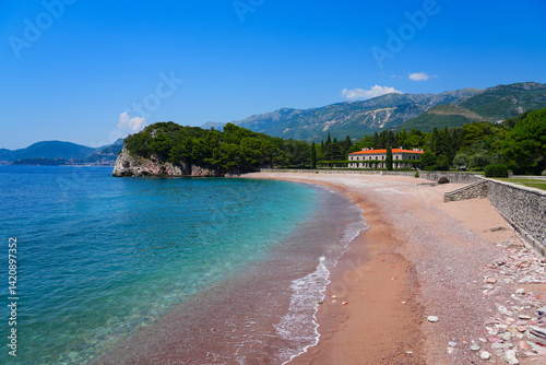 Luxury villa on Milocer beach near Budva along the coast of the Adriatic Sea in Montenegro