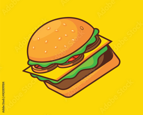 Cartoon Cheeseburger Illustration