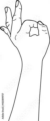 okay hand gesture illustration outline